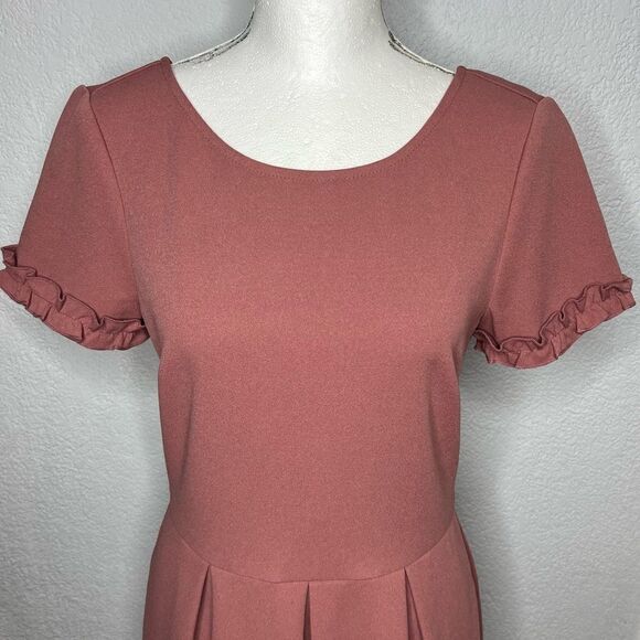 New! Speechless Fit and Flare Rose Pink Short Sleeve Short Dress Size Medium - Picture 4 of 10
